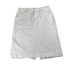 J. Crew White Denim‎ Skirt 14 Cotton Blend Stretch Preppy Nautical Summer